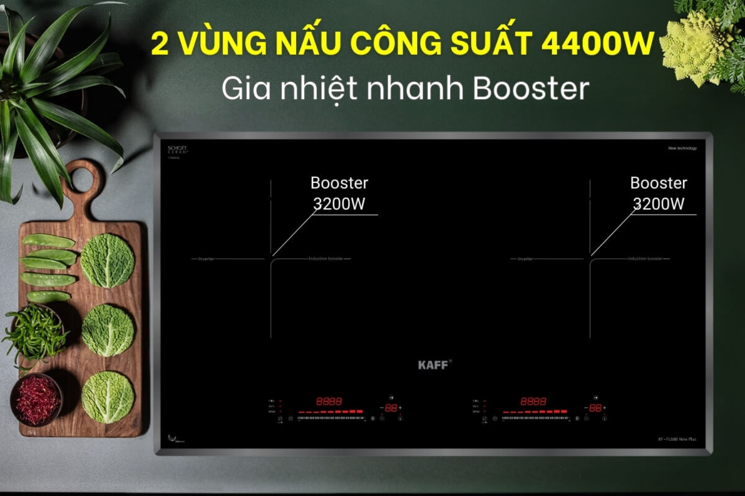KAFF KF-FL68II New Plus được trang bị hai vùng nấu từ độc lập