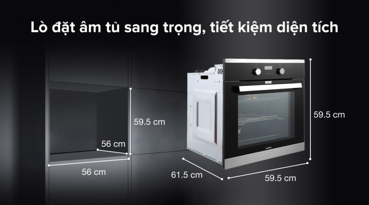 Lò nướng âm tủ Hafele HO-KT60C (534.05.571)  dễ dàng lắp đặt trong hầu hết các hộc tủ bếp tiêu chuẩn