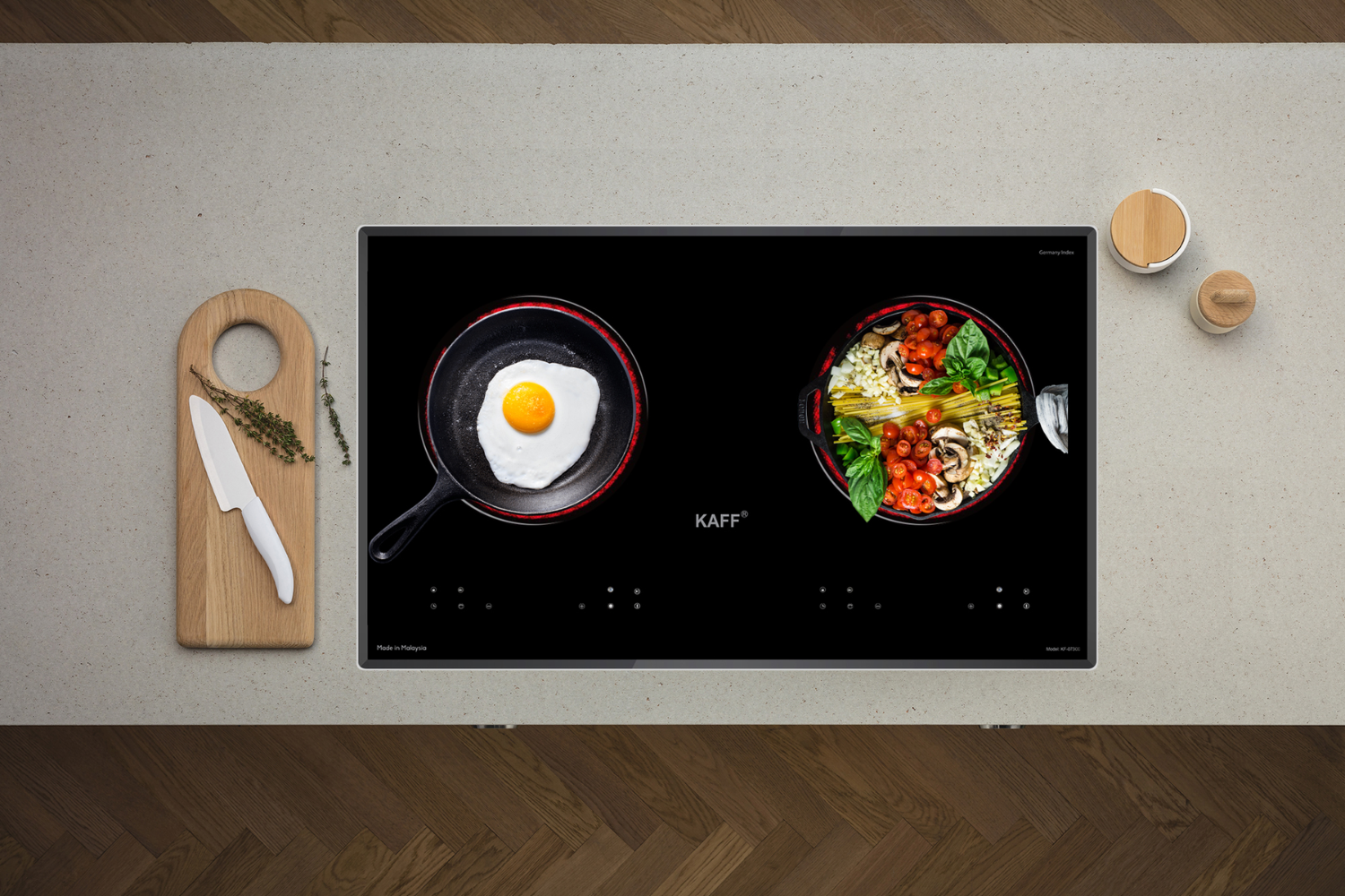 KAFF KF-073CC trang bị hai vùng nấu hồng ngoại công suất lớn