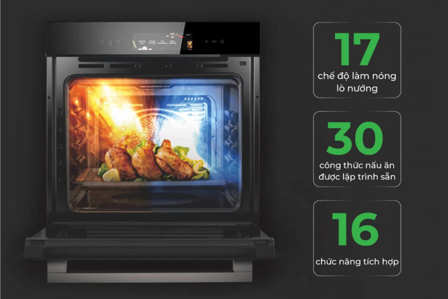 Bên cạnh các chế độ thủ công, Eurosun EOV72TFT còn được tích hợp 30 chương trình tự động