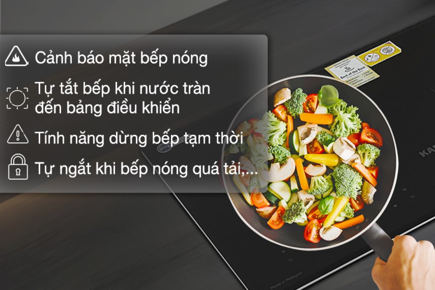 Bếp điện từ KAFF KF-073IC được trang bị hệ thống an toàn đa lớp