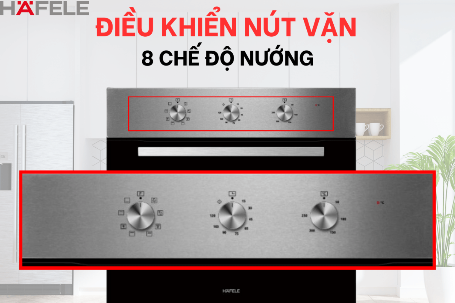 Lò nướng Hafele HO-4K70A (538.61.451) sử dụng bảng điều khiển cơ học