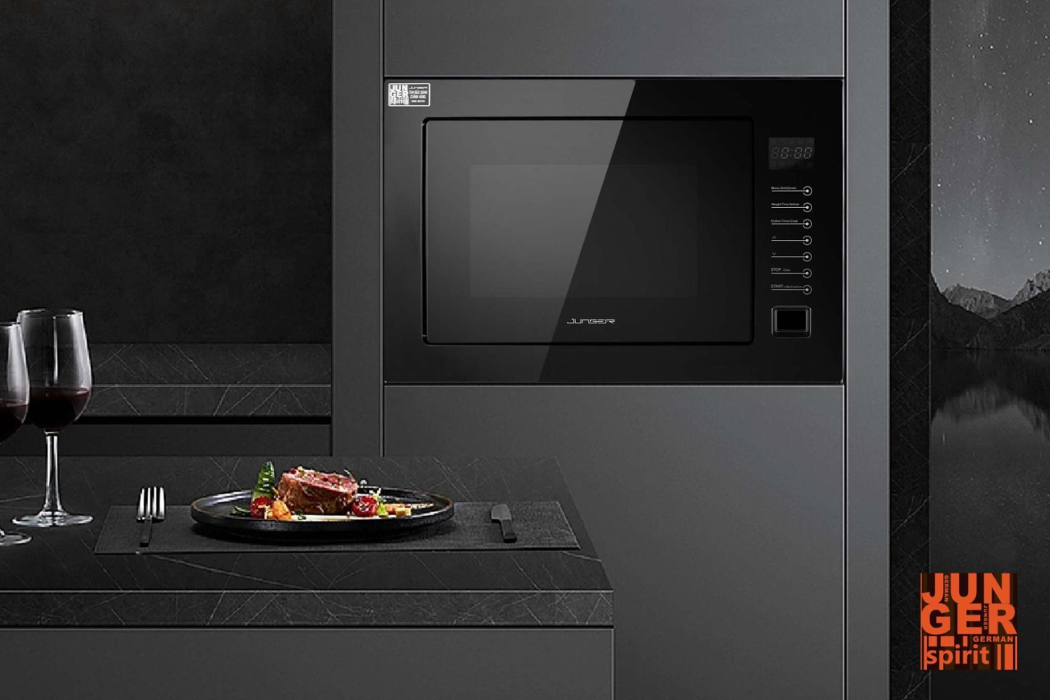 Lò vi sóng Junger JG TK-90 được thiết kế để lắp đặt âm tủ