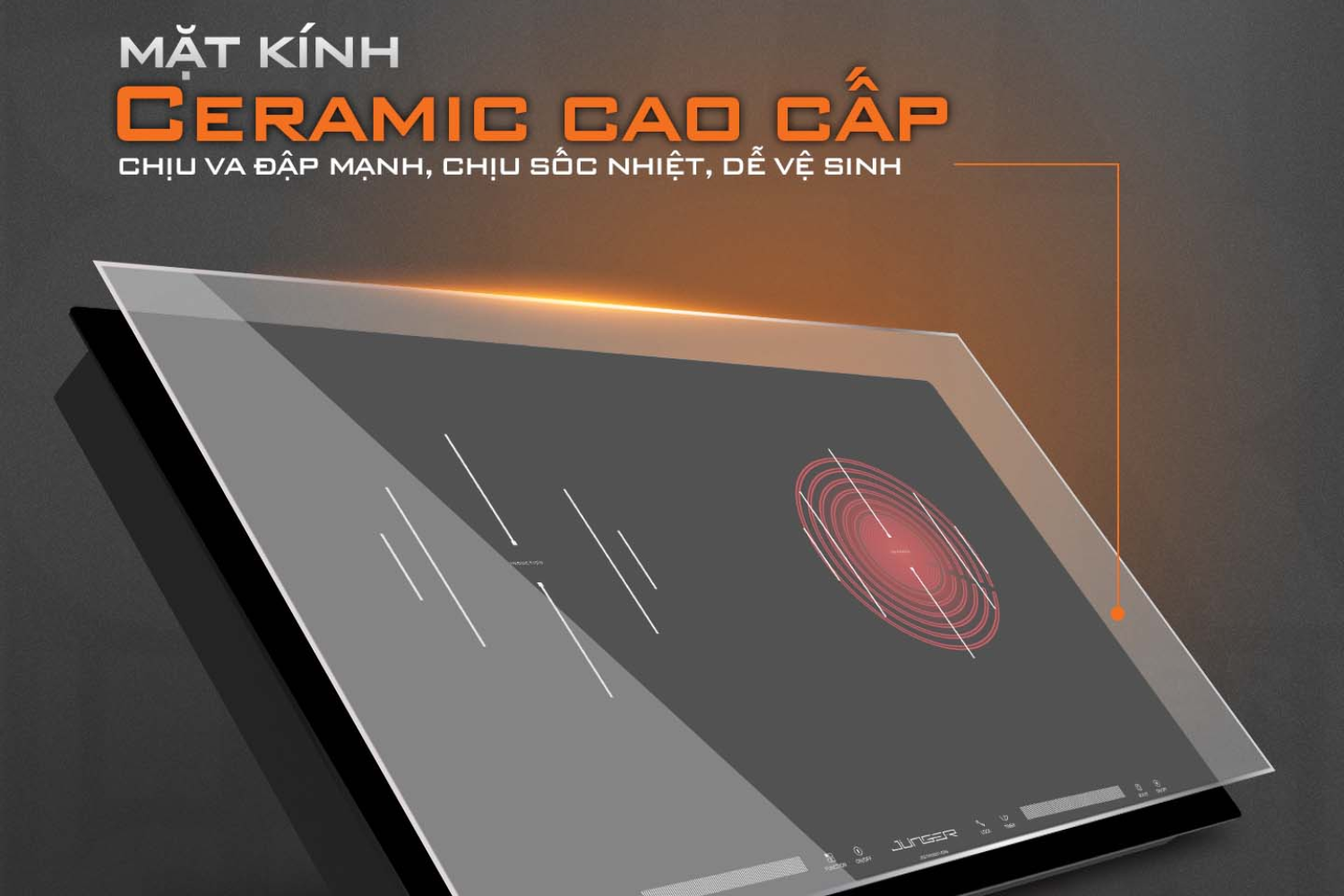 Mặt kính đóng vai trò then chốt trong việc chịu lực, chịu nhiệt và truyền nhiệt hiệu quả của bếp kết hợp