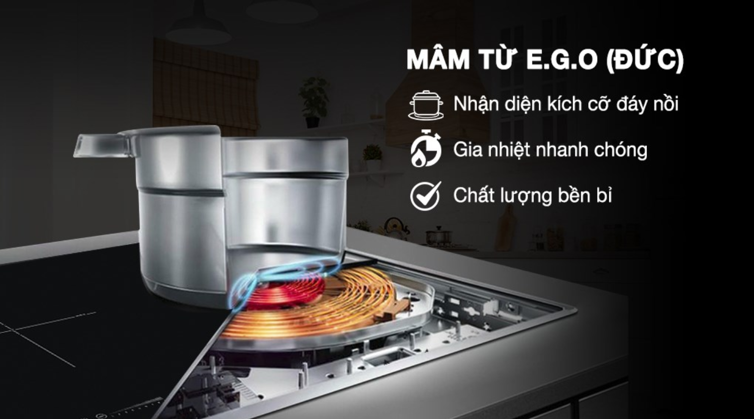 Mâm từ ảnh hưởng trực tiếp đến công suất và khả năng gia nhiệt của bếp từ đôi