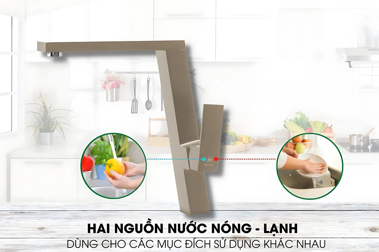 Vòi rửa bát Malloca K131BR tiện nghi với hai chế độ nước nóng lạnh linh hoạt