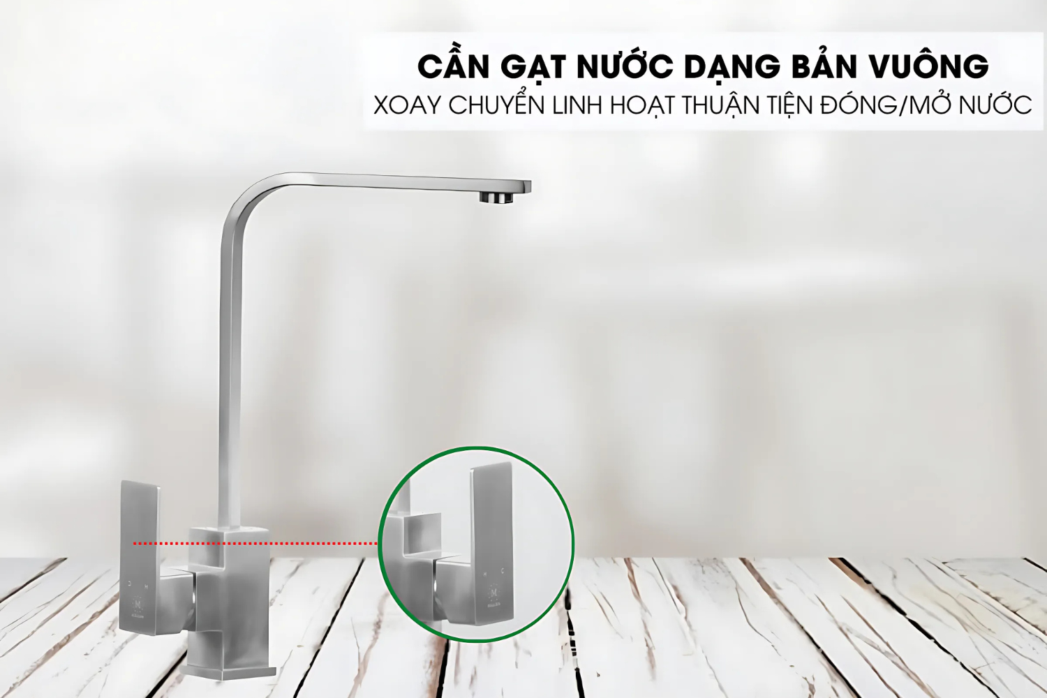 Vòi rửa bát Malloca K536S thiết kế cần gạt nước bản vuông dễ dàng điều khiển