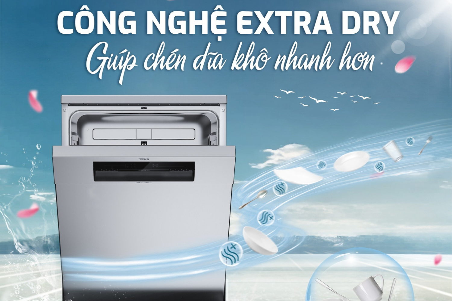 Máy rửa bát Teka trang bị ExtraDry giúp sấy tăng cường với hiệu quả cao