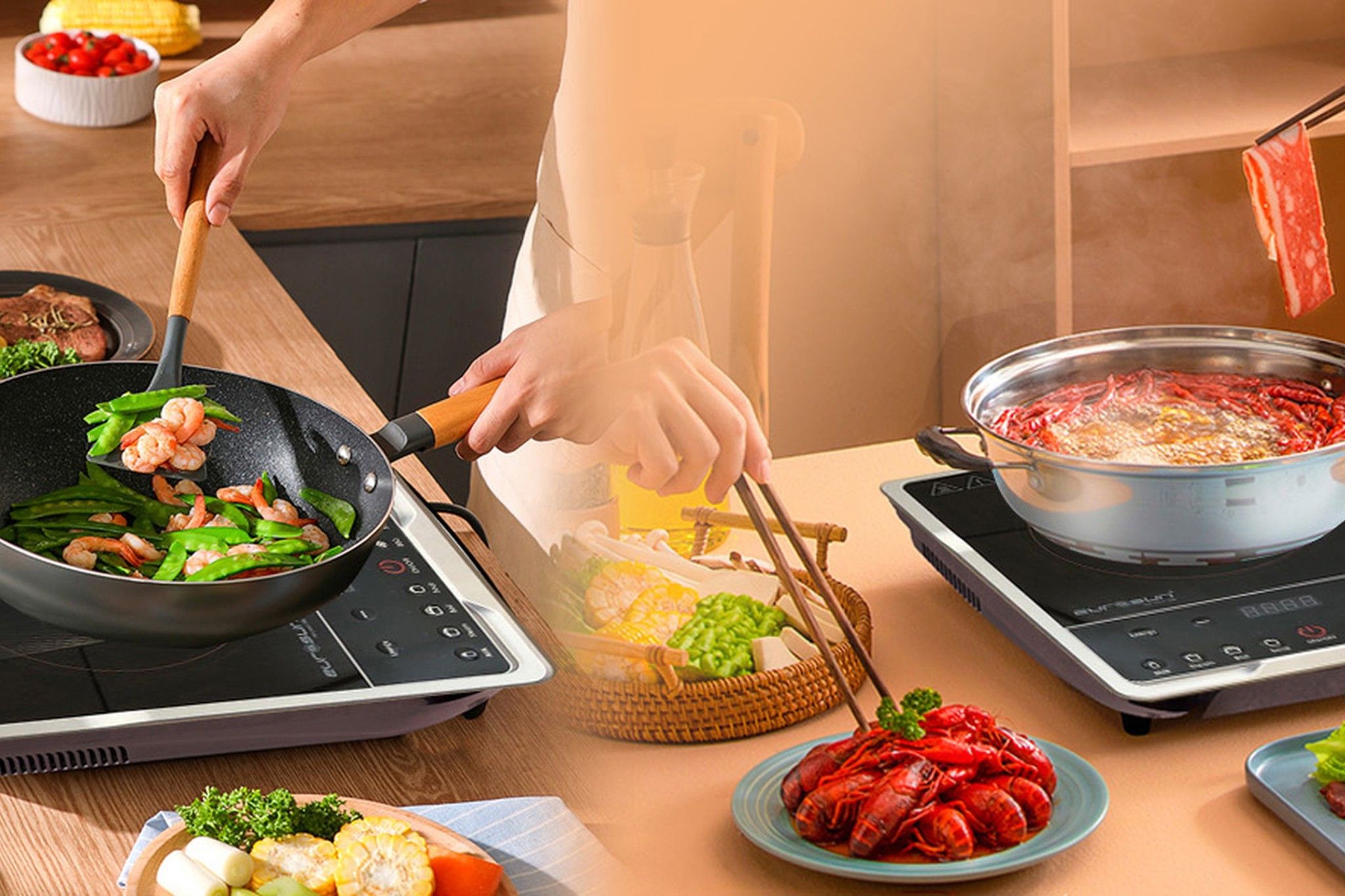 Bếp điện từ Eurosun để bàn nhỏ gọn, dễ dàng di chuyển