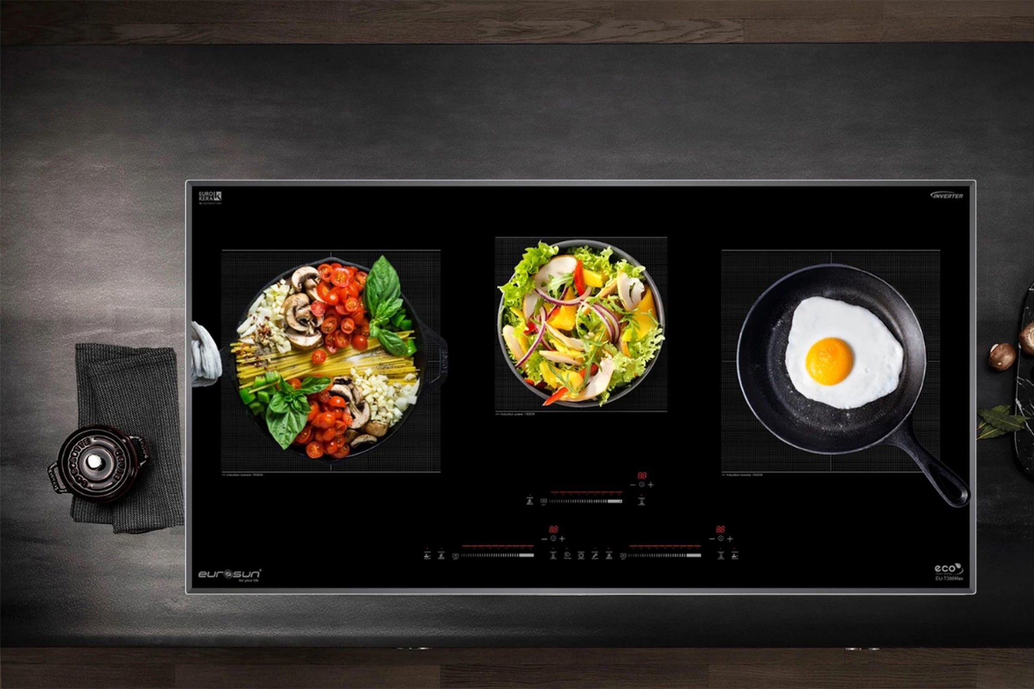 Bếp điện từ Eurosun ba vùng nấu - linh hoạt sử dụng