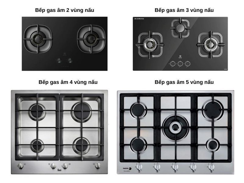 Bếp gas âm thường có đa dạng số vùng nấu để người dùng lựa chọn
