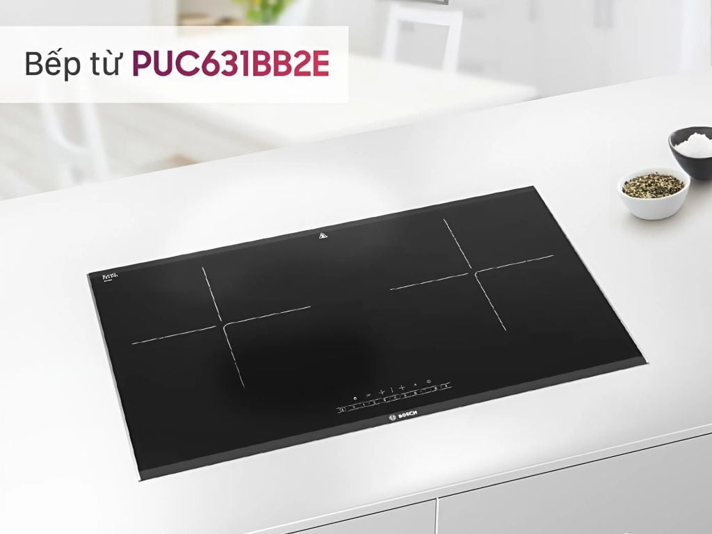 Bếp từ đôi Bosch PPI82560MS nổi bật với thiết kế sang trọng, công suất mạnh mẽ