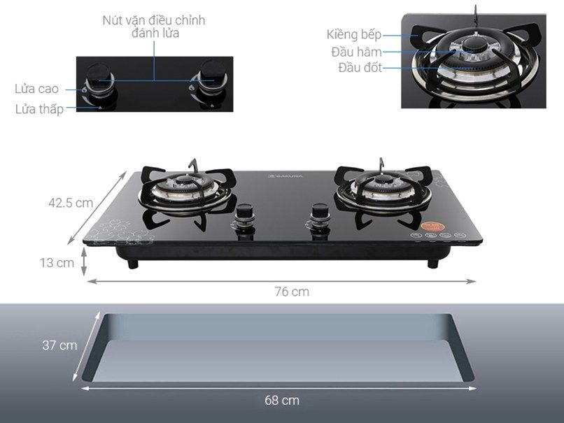 Cấu tạo chi tiết các bộ phận của bếp ga lắp âm