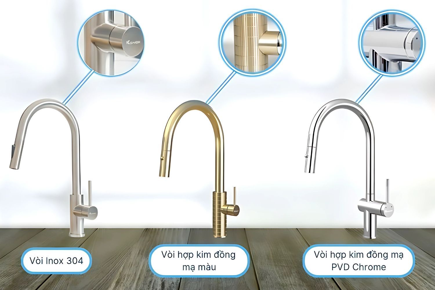 Ba chất liệu phổ biến của vòi rửa bát nóng lạnh