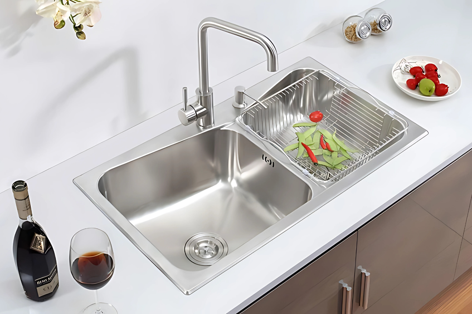 Chậu rửa bát lắp nổi phù hợp với nhiều không gian bếp