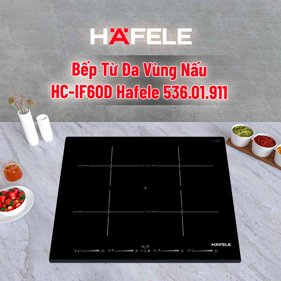 Bếp từ vuông 04 vùng nấu thường tích hợp vùng nấu ghép nối linh hoạt (FlexInduction)