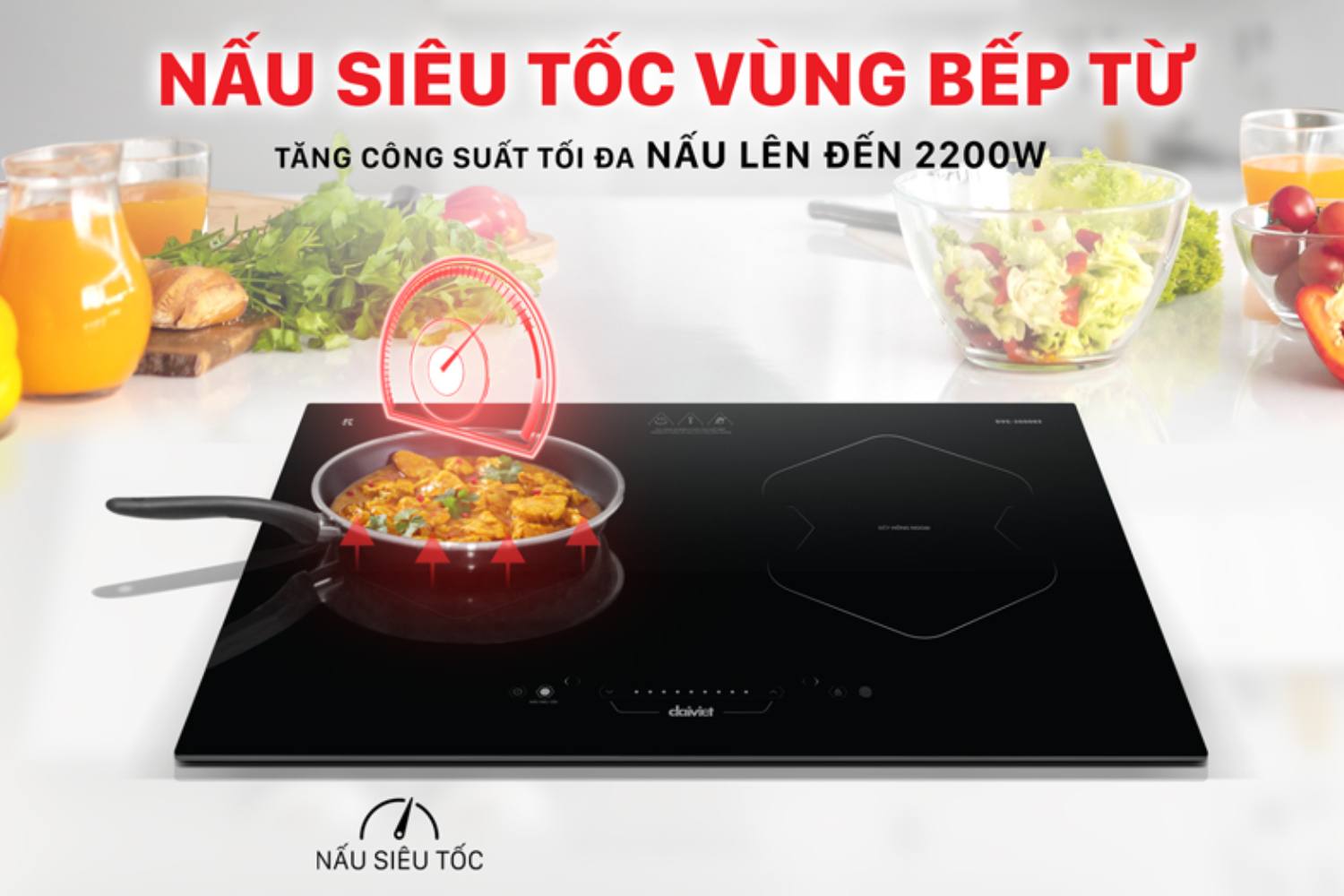 Vùng nấu từ trên bếp kết hợp giúp bạn nấu ăn cực nhanh và tiết kiệm điện năng