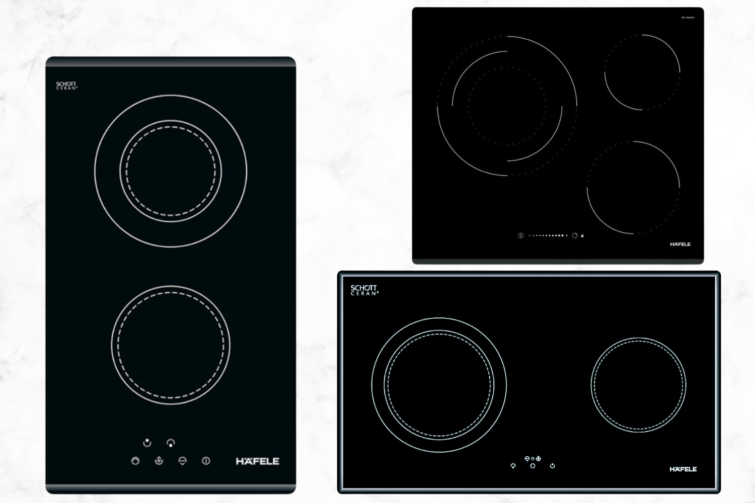 Bếp hồng ngoại Hafele được phân loại theo nhiều kích thước và số vùng nấu