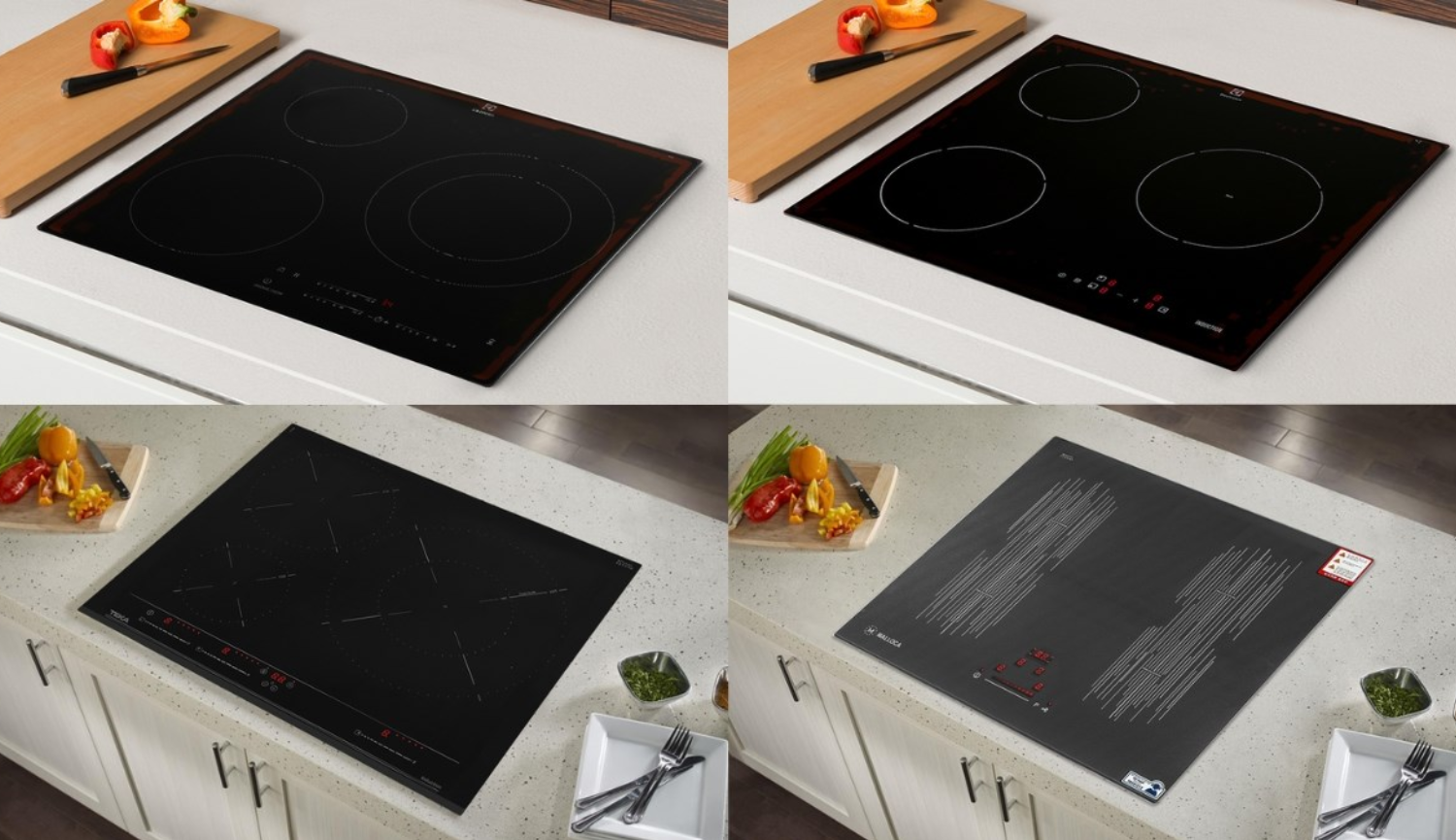 Bếp từ vuông thường tạo cảm giác gọn gàng, cân đối, hiện đại