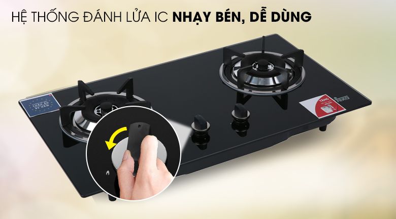Hệ thống đánh lửa IC nhạy bén, dễ dàng sử dụng cho bếp gas âm