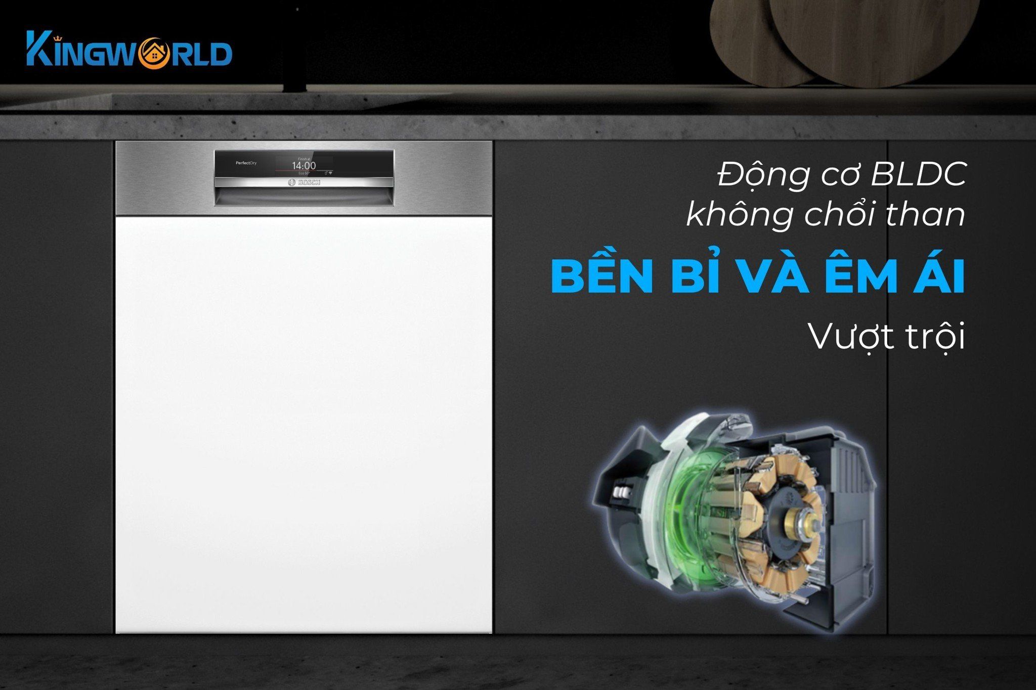 Động cơ không chổi than hoạt động êm ái, ít gây ra tiếng ồn