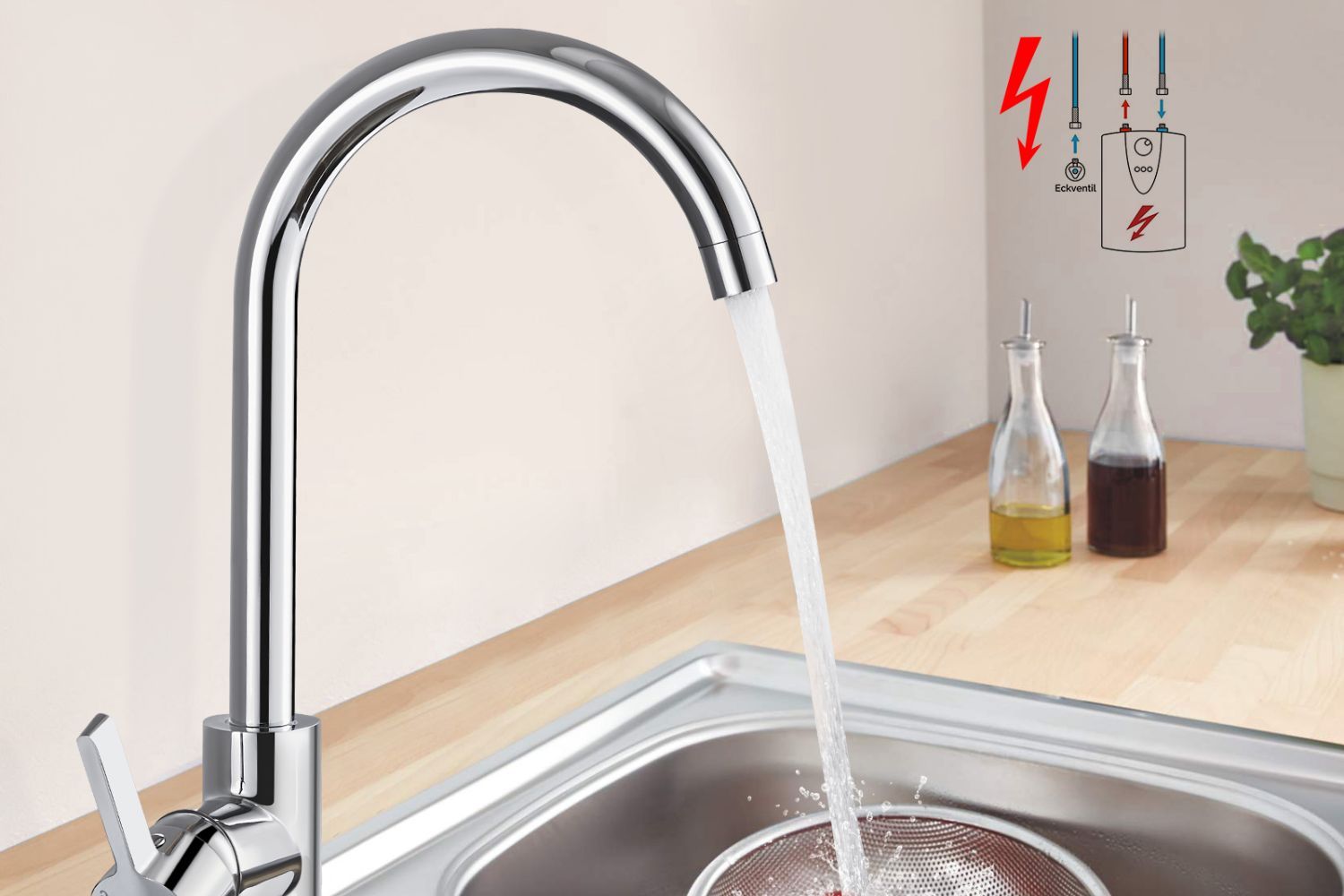 Vòi rửa bát nóng lạnh nổi bật với khả năng pha trộn nguồn nước