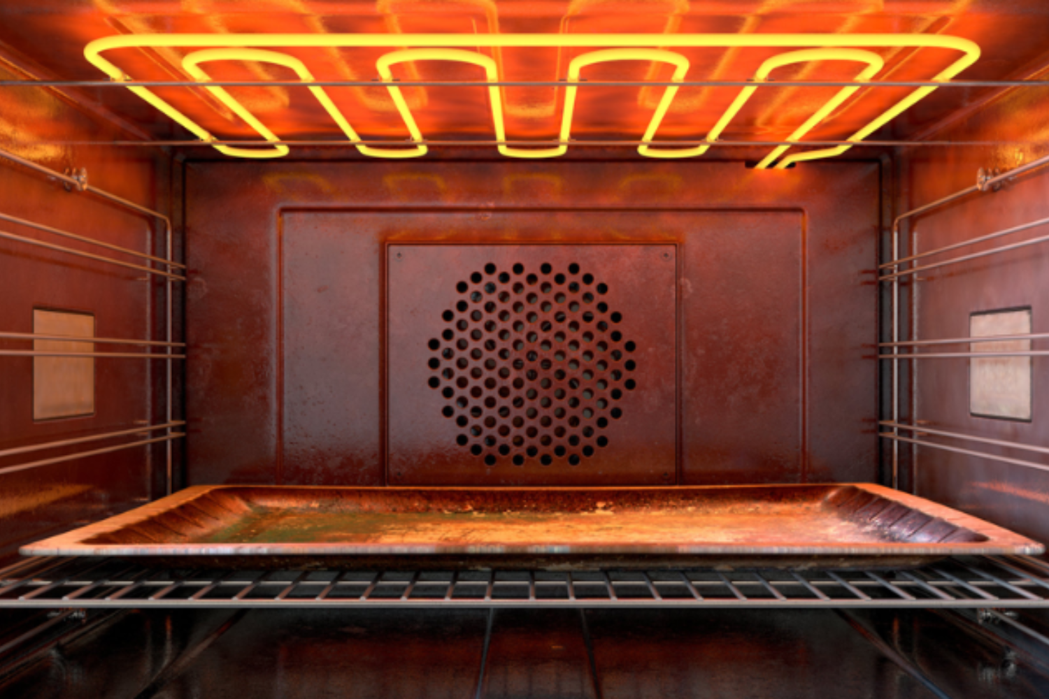 Lò nướng truyền thống sử dụng các thanh điện trở bố trí phía trên và phía dưới để làm nóng