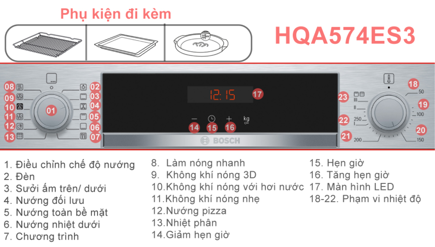 Lò nướng Bosch HQA574ES3 Series 4 sở hữu&nbsp;đồng thời hai cơ chế làm sạch khoang lò