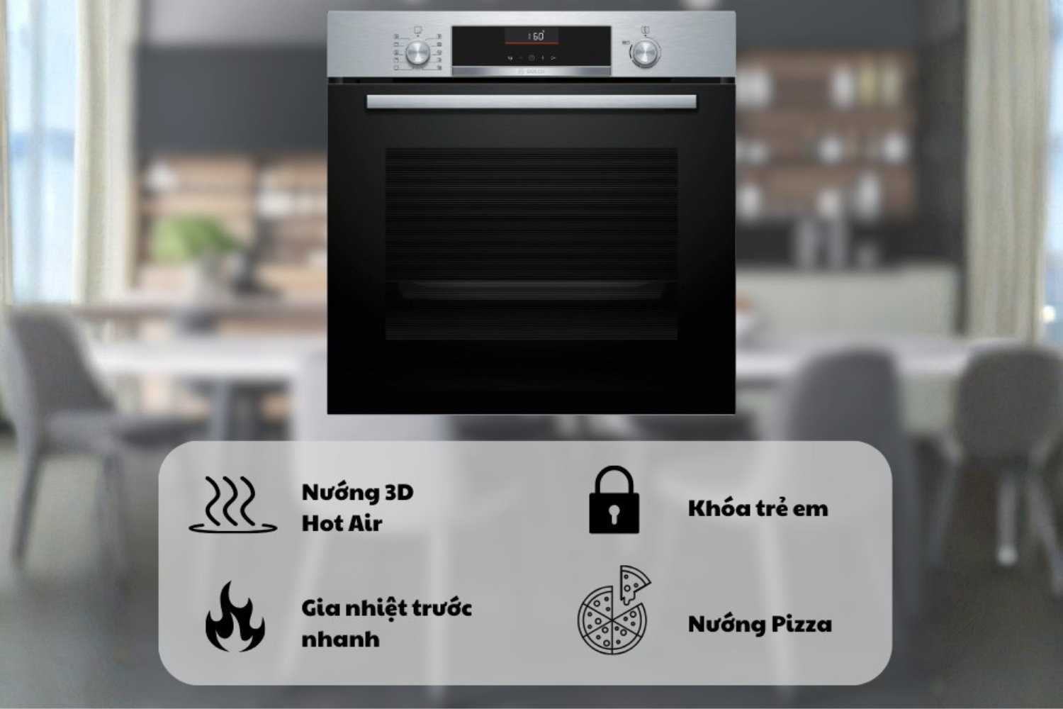 Bosch trang bị cho model HBG536ES3&nbsp;các tính năng an toàn cần thiết như khóa trẻ em