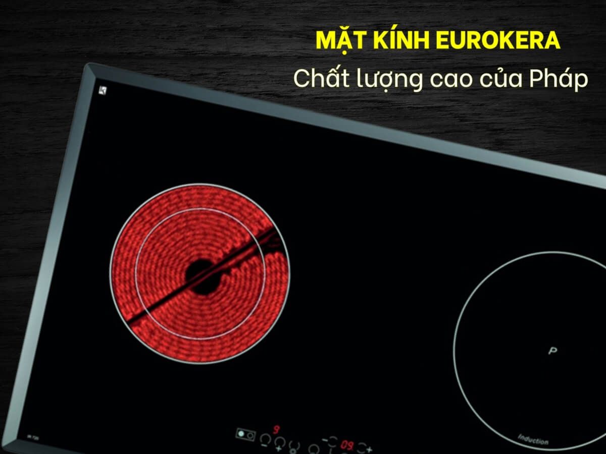Mặt kính EuroKera sáng bóng, dễ dàng vệ sinh lau chùi