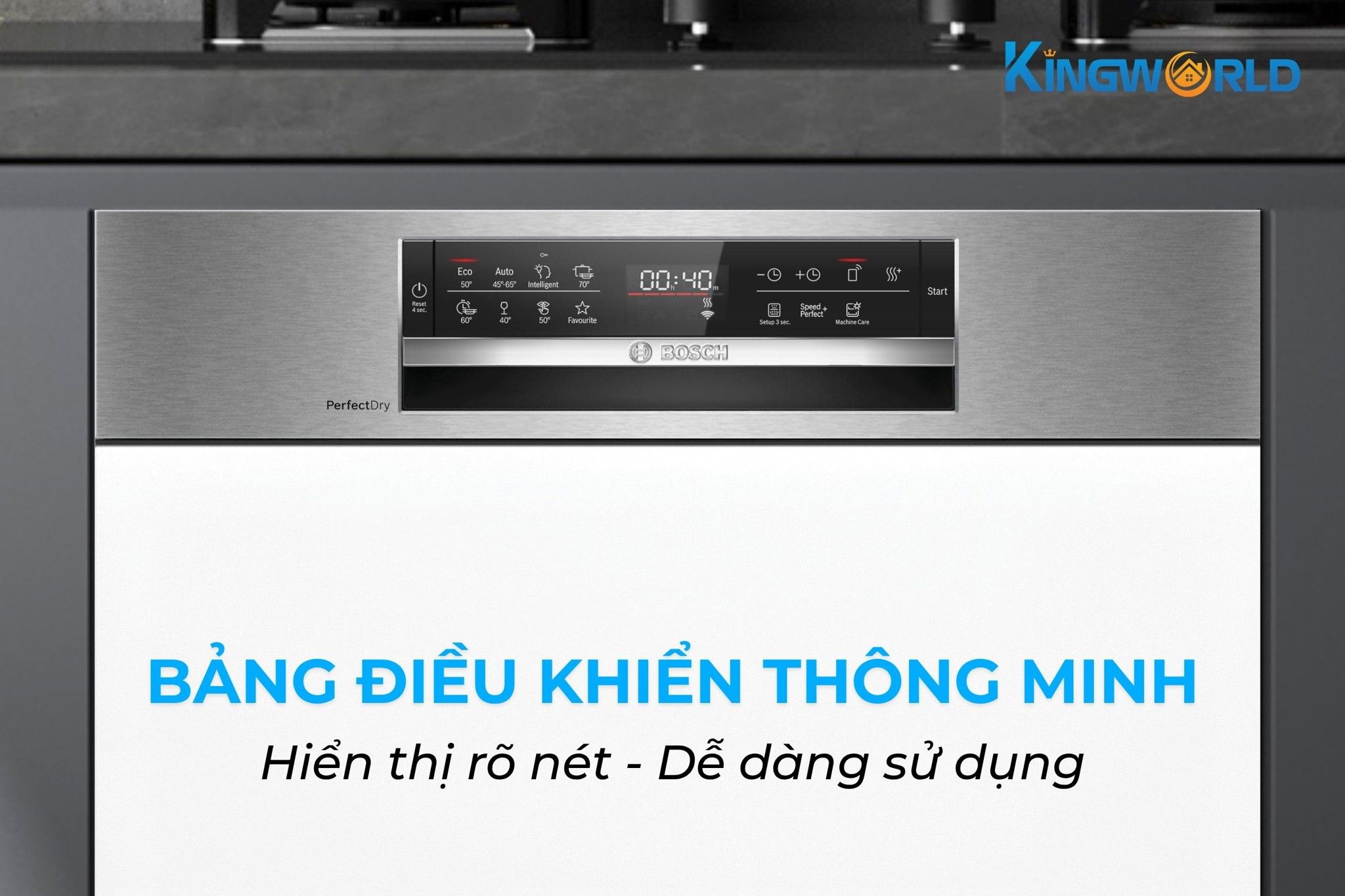 Máy rửa bát Bosch SMI6ZCS16E Series 6 có bảng điều khiển cảm ứng tiện lợi