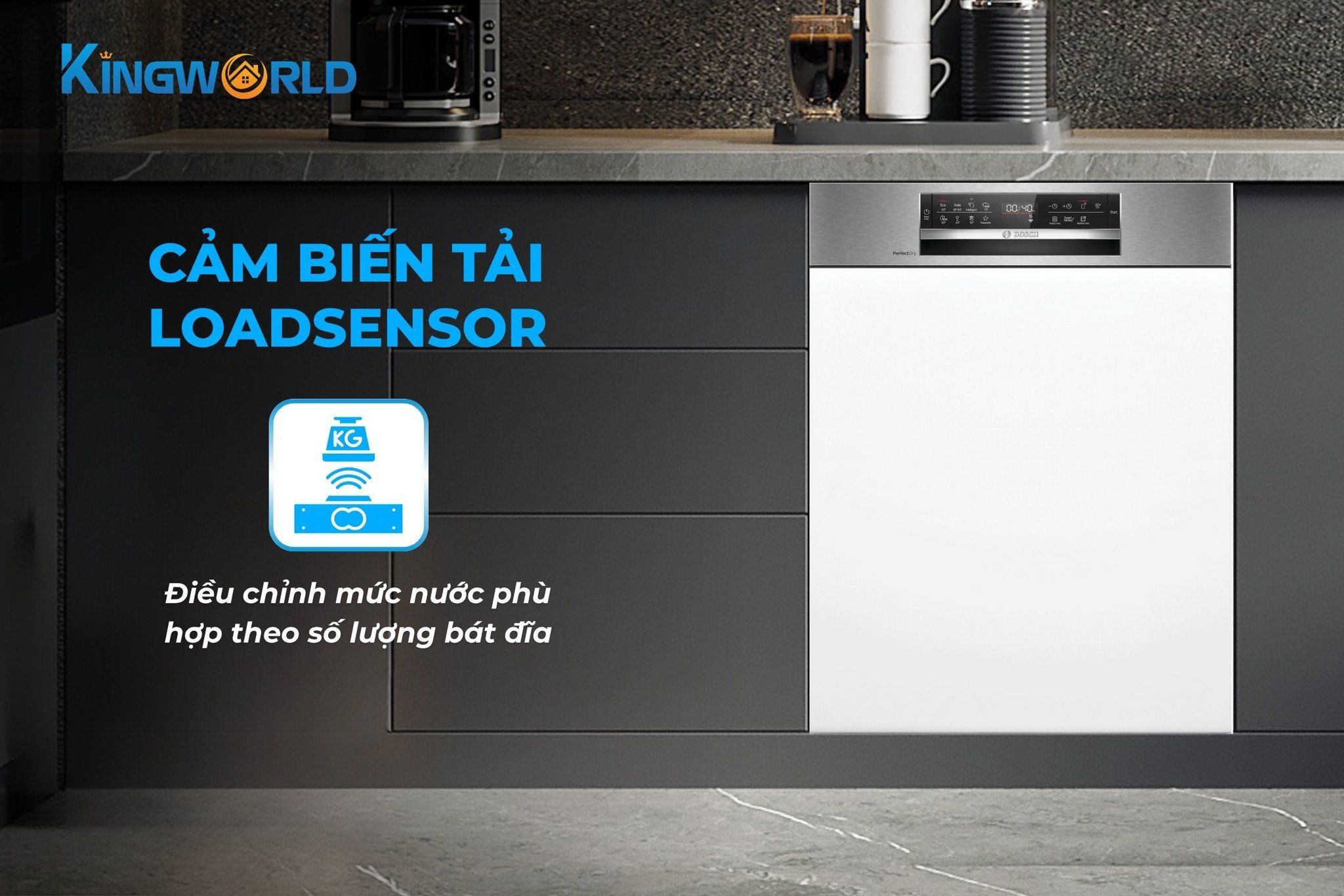 Cảm biến tải LoadSensor tự động điều chỉnh lượng nước phù hợp với số bát đĩa