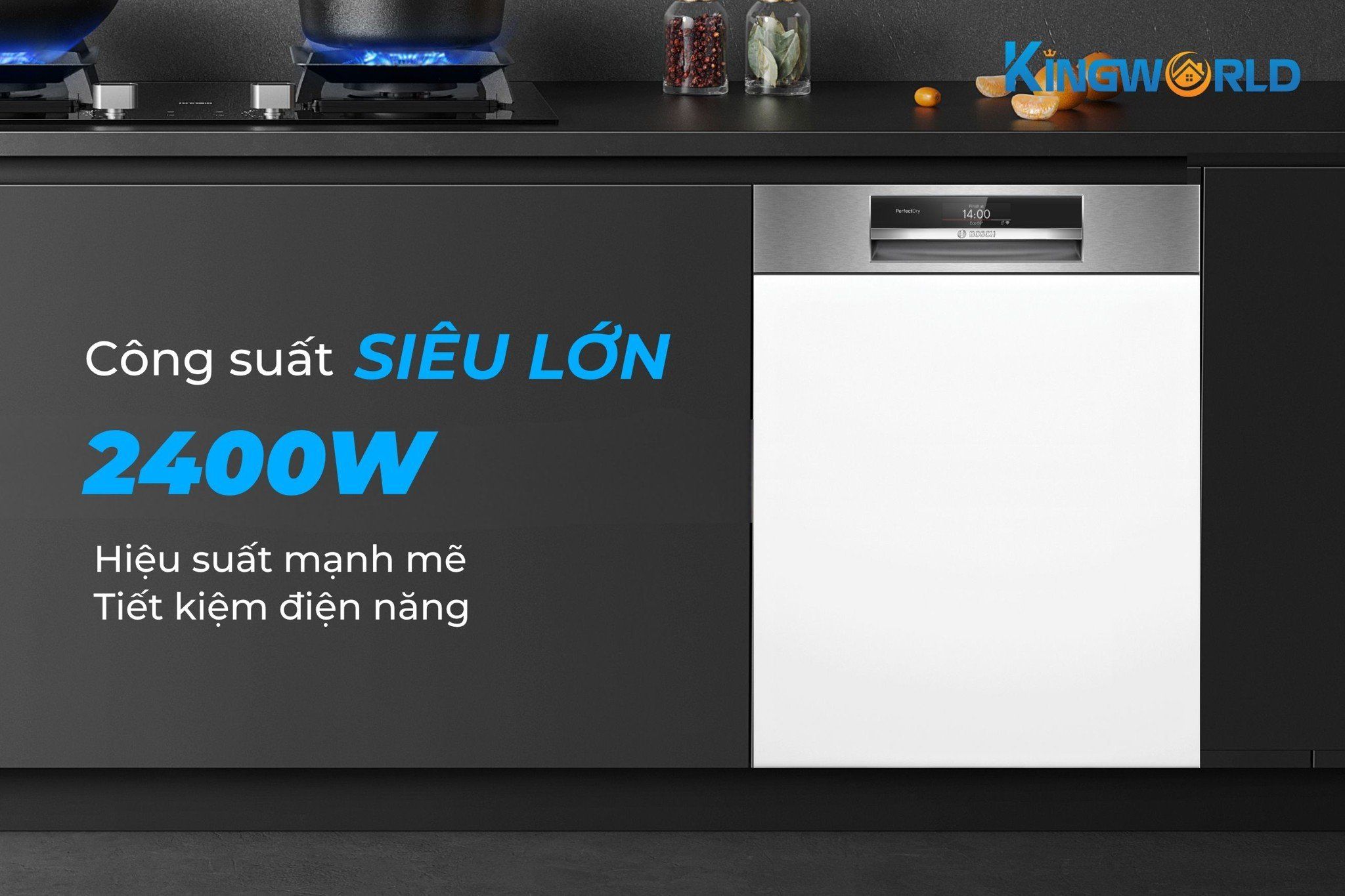 Công suất 2400W, đáp ứng mọi nhu cầu của căn bếp