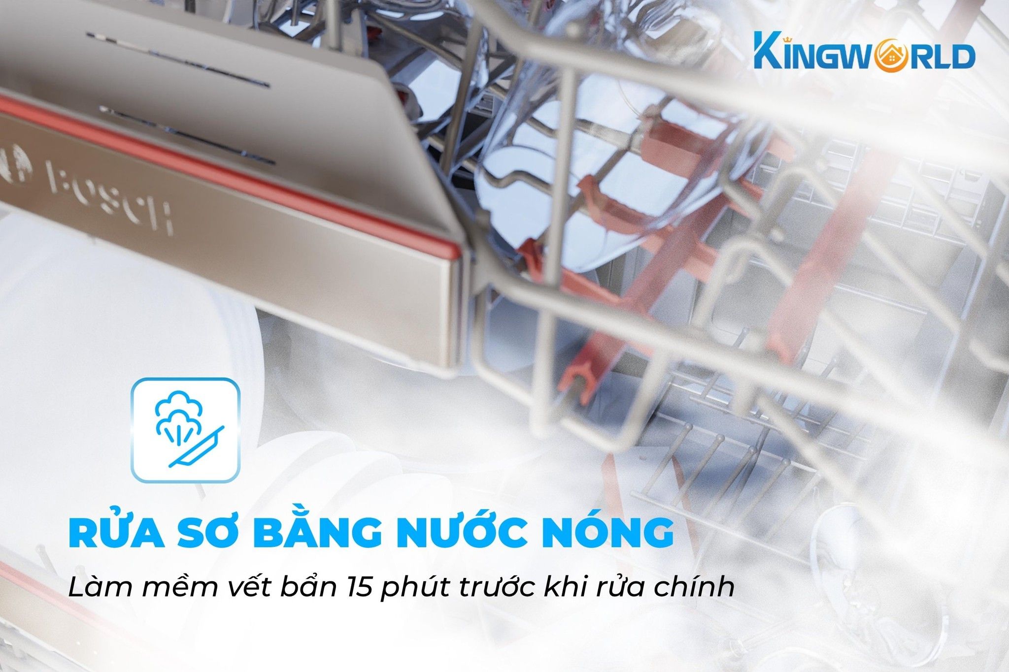 Chức năng tráng sơ thức năng trong 15 phút trước khi rửa chính