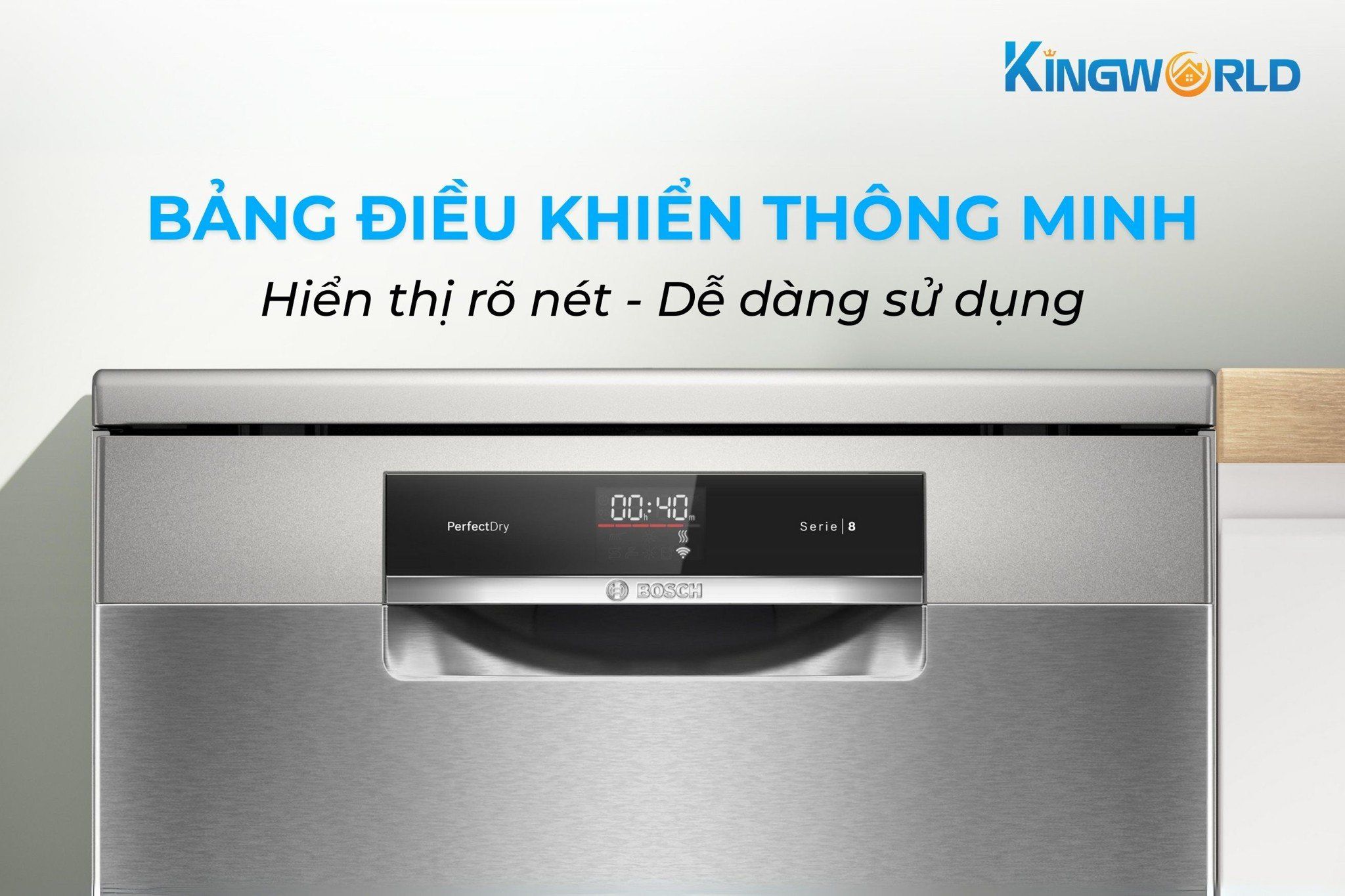 Máy rửa bát Bosch SMS8TCI01E trang bị bảng điều khiển 2 màn hình hiện đại