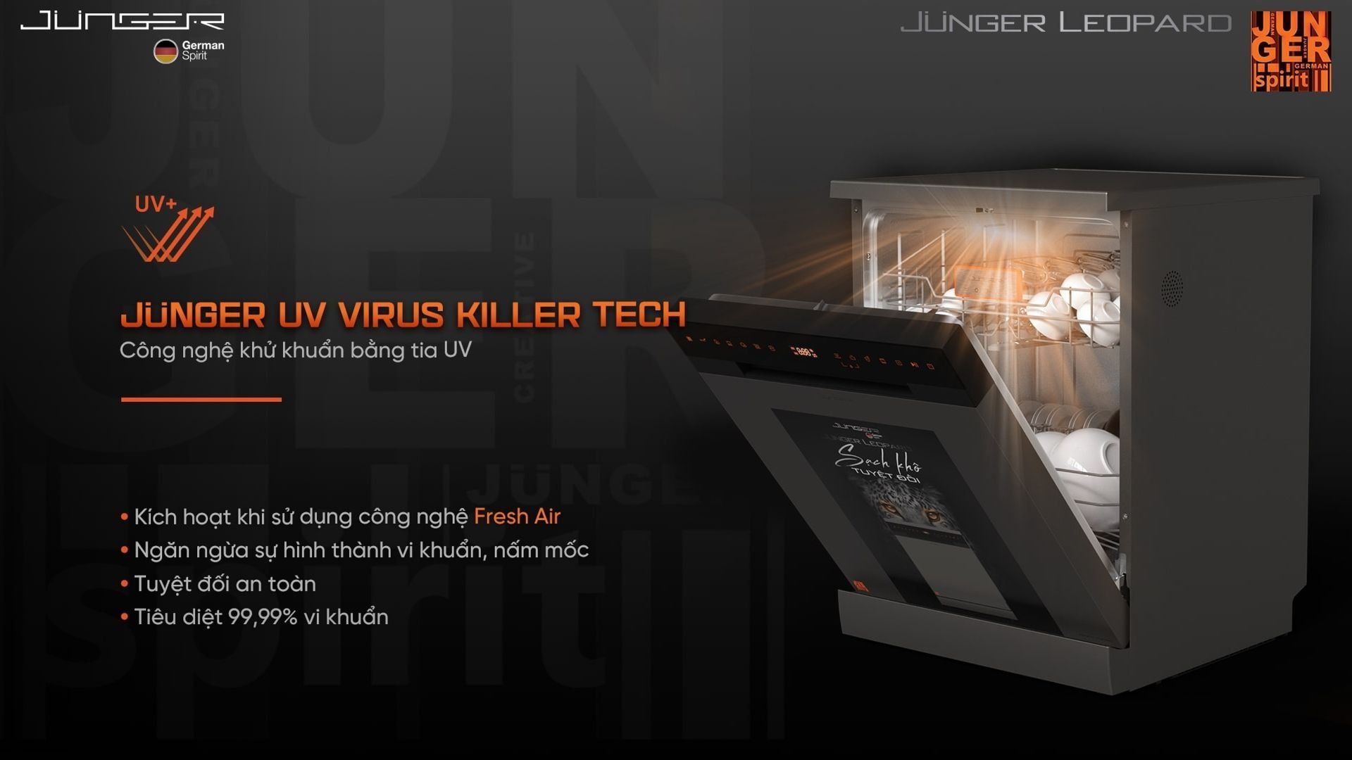 Công nghệ khử trùng toàn diện và tuyệt đôi - Junger UV Virus Killer Tech
