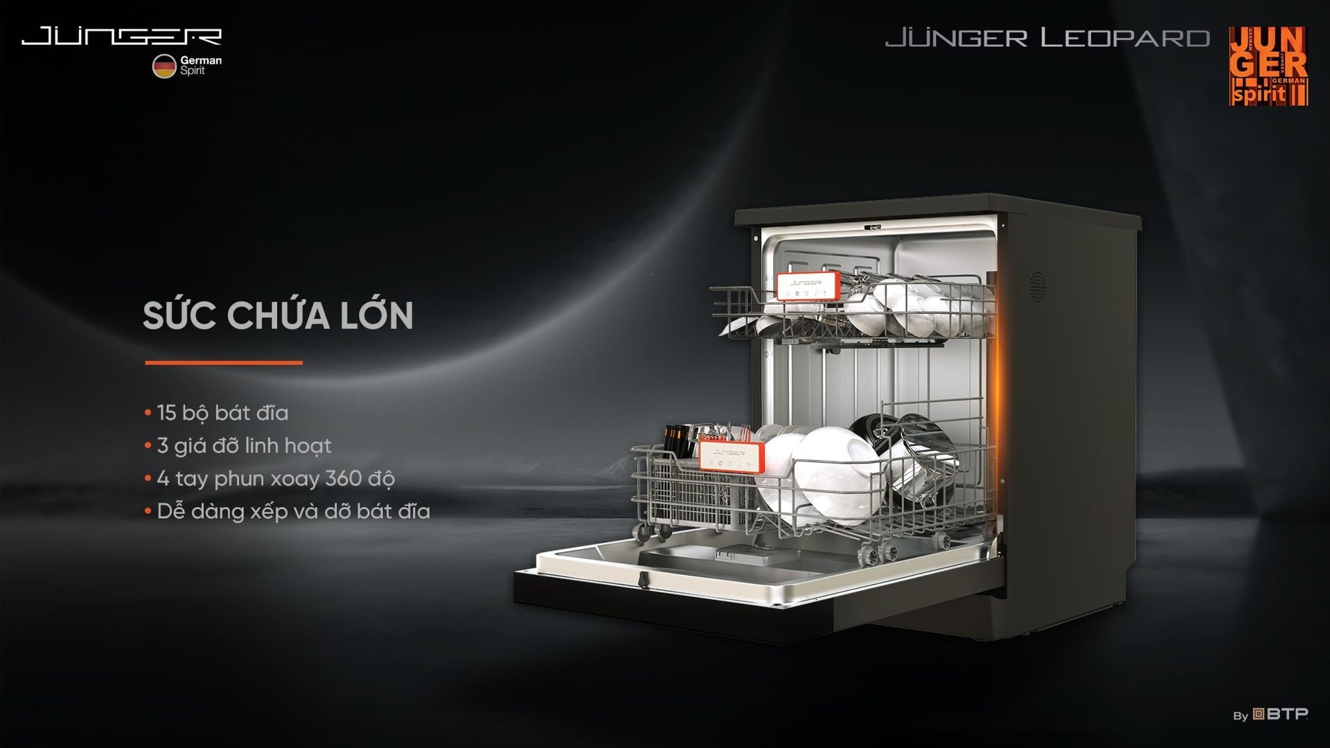 Sức chứa lớn 15 bộ bát đĩa Châu Âu