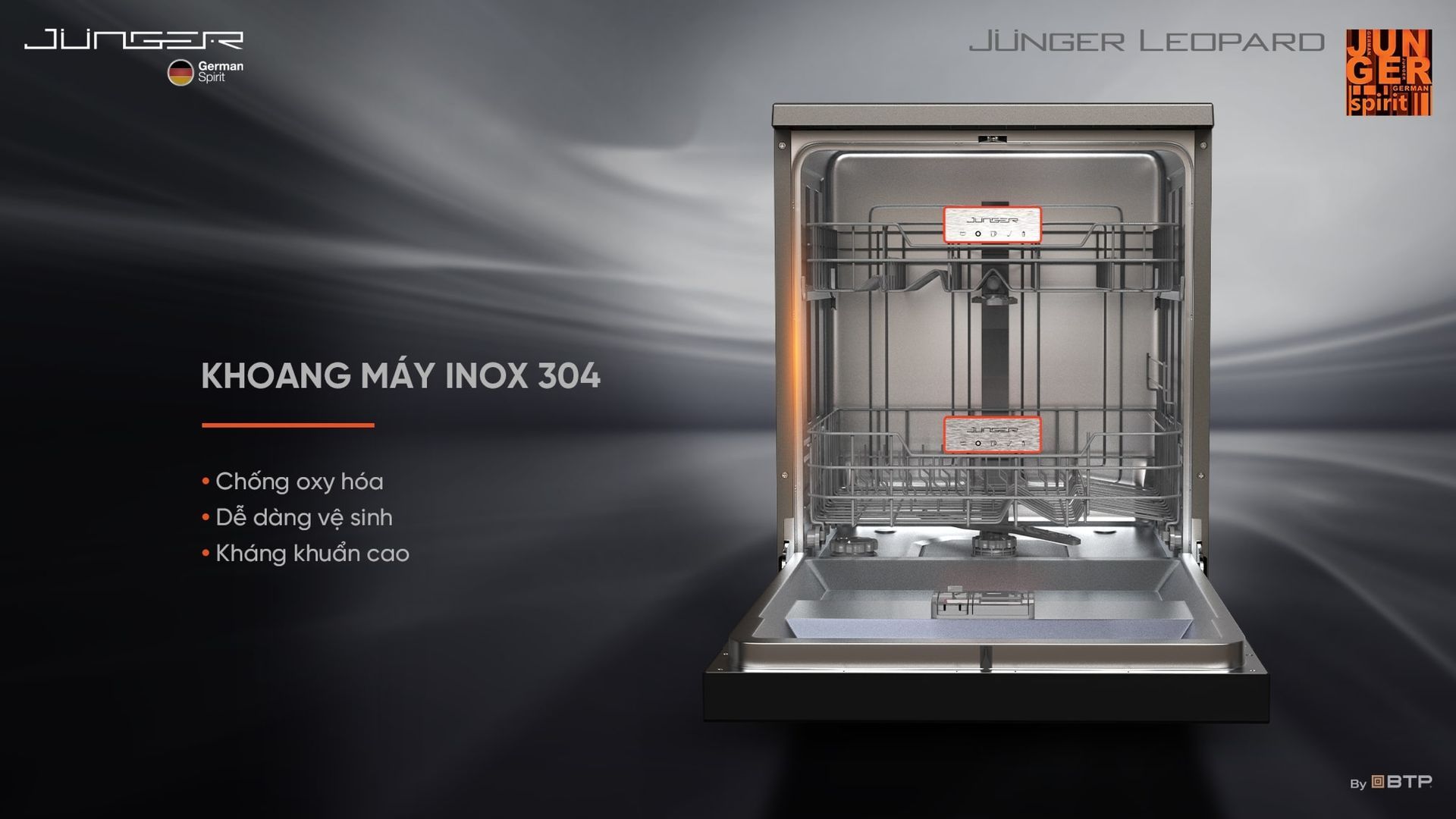 Khoang máy Inox 304 cao cấp, bền bỉ