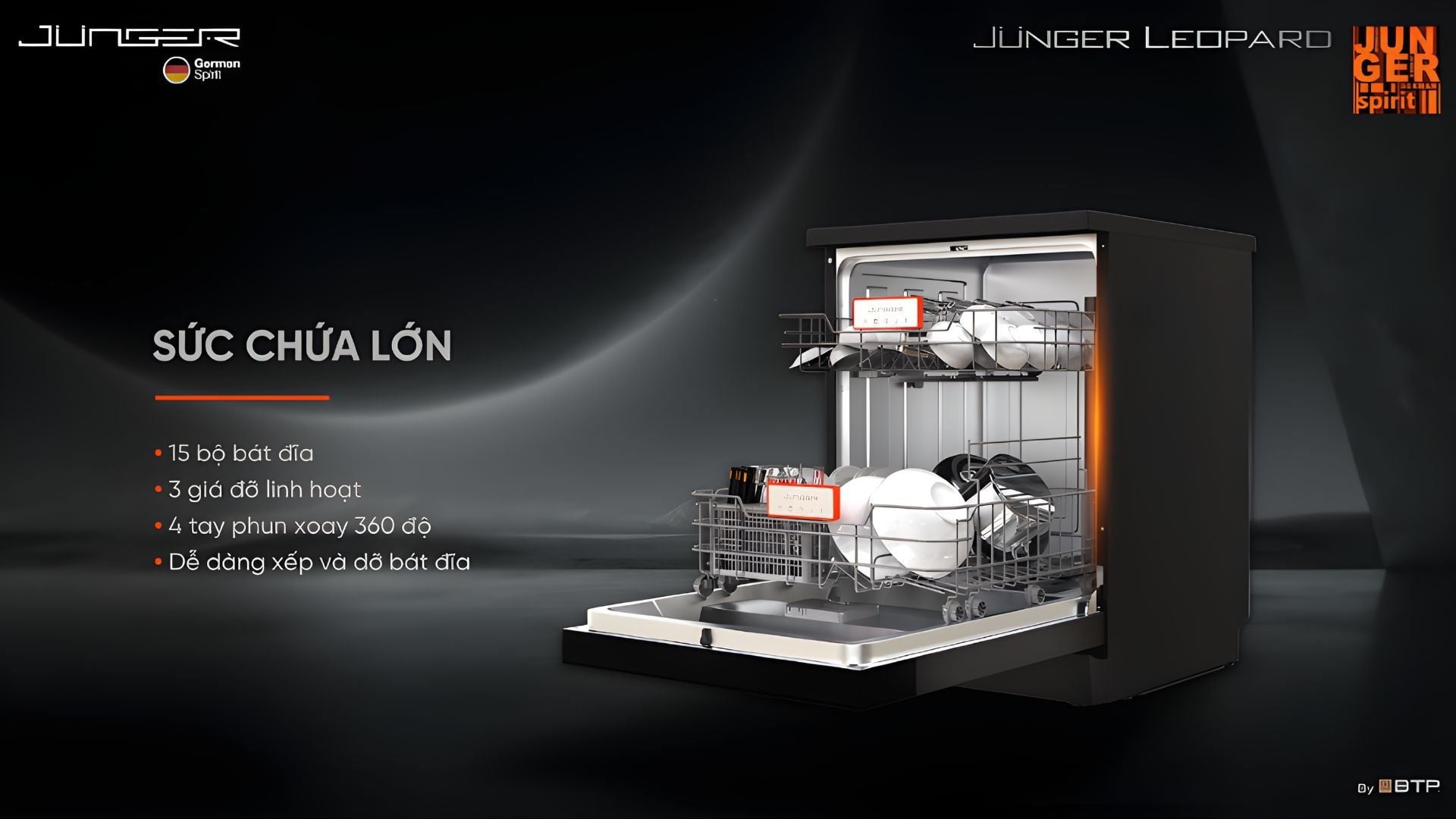 Sức chứa lên đến 15 bộ bát châu Âu