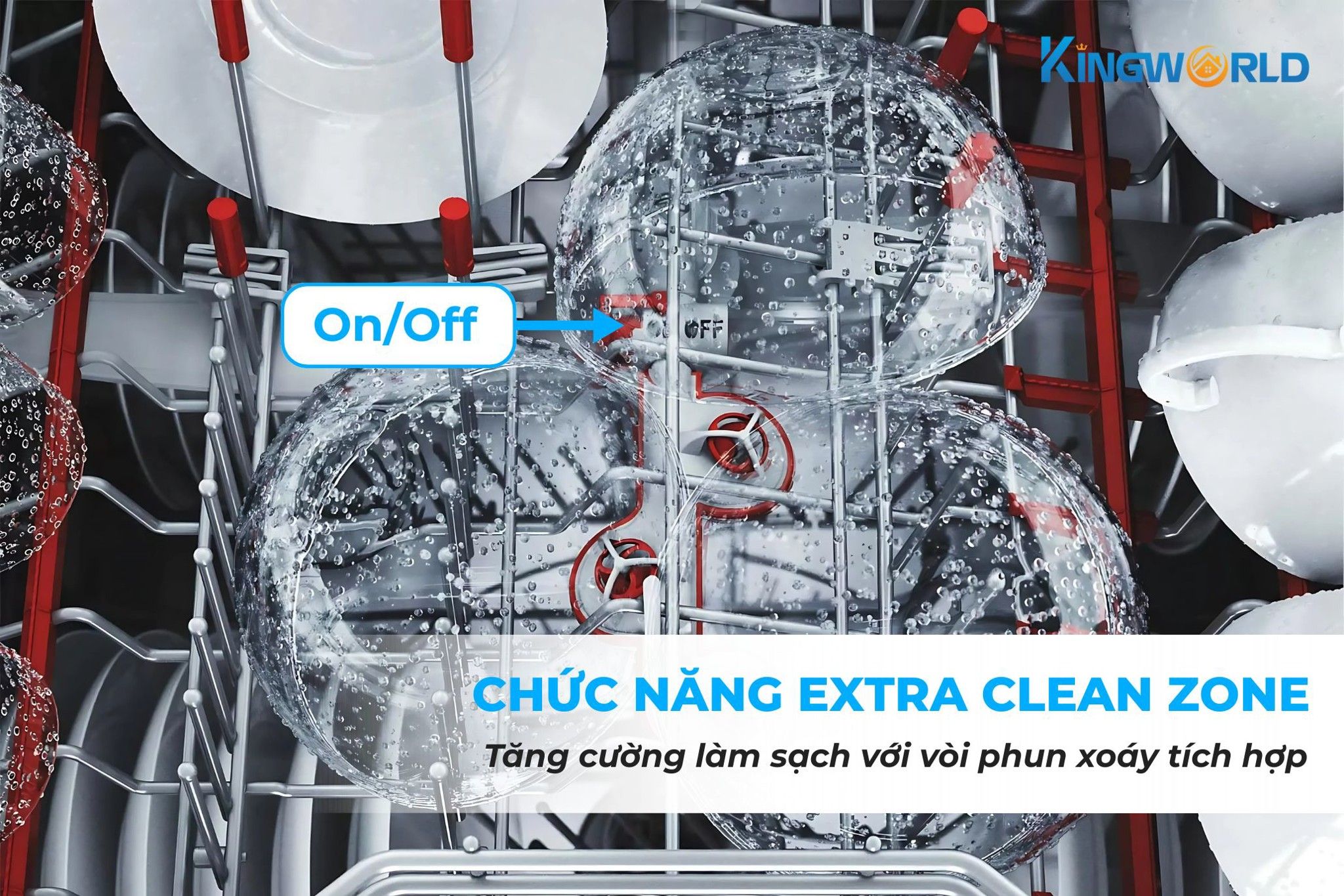 Extra Clean Zone giúp tăng cường áp lực nước và vòi phun ở vùng cần làm sạch