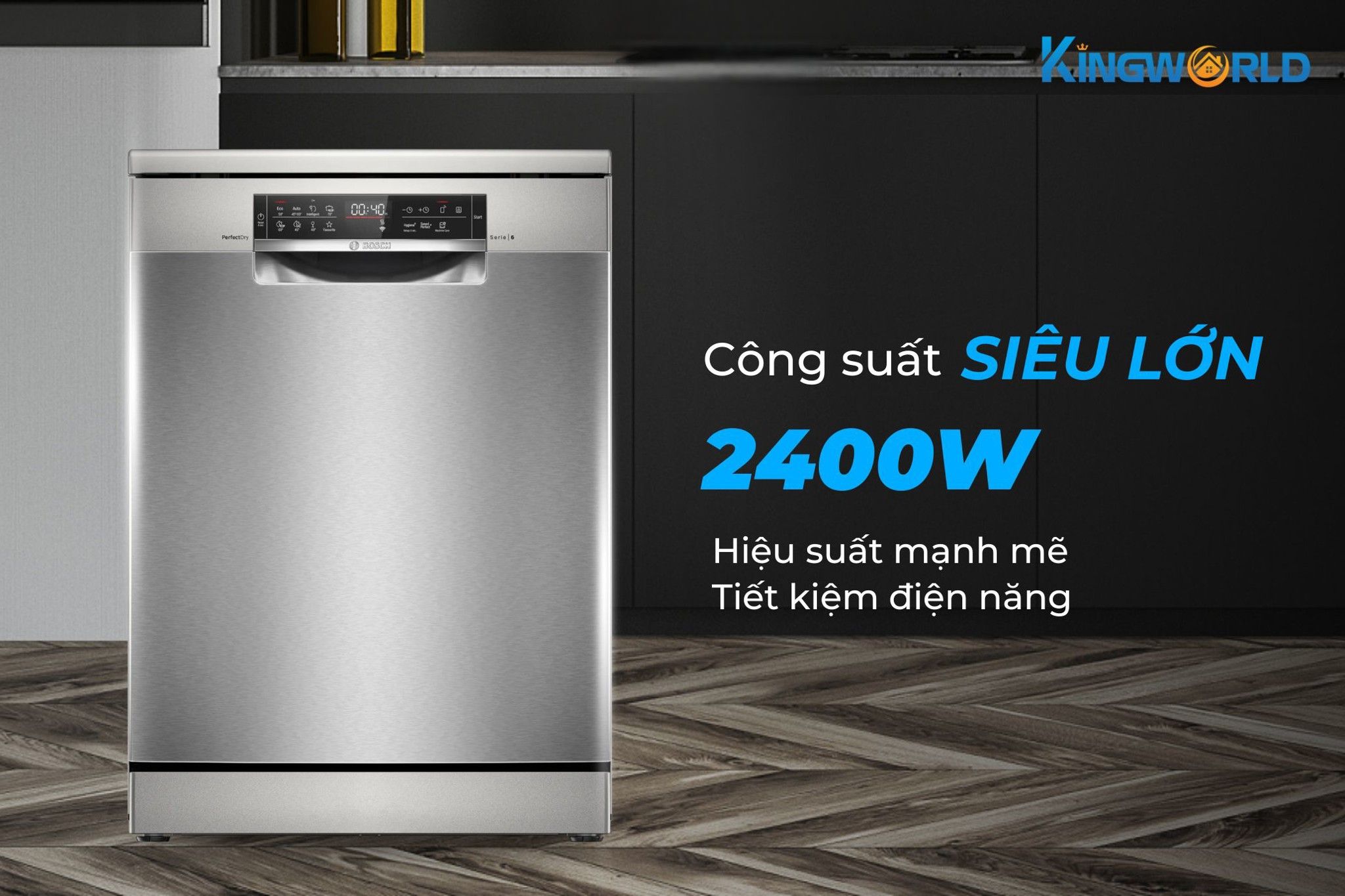 Bosch SMS6ZCI00P có công suất lớn lên đến 2400W