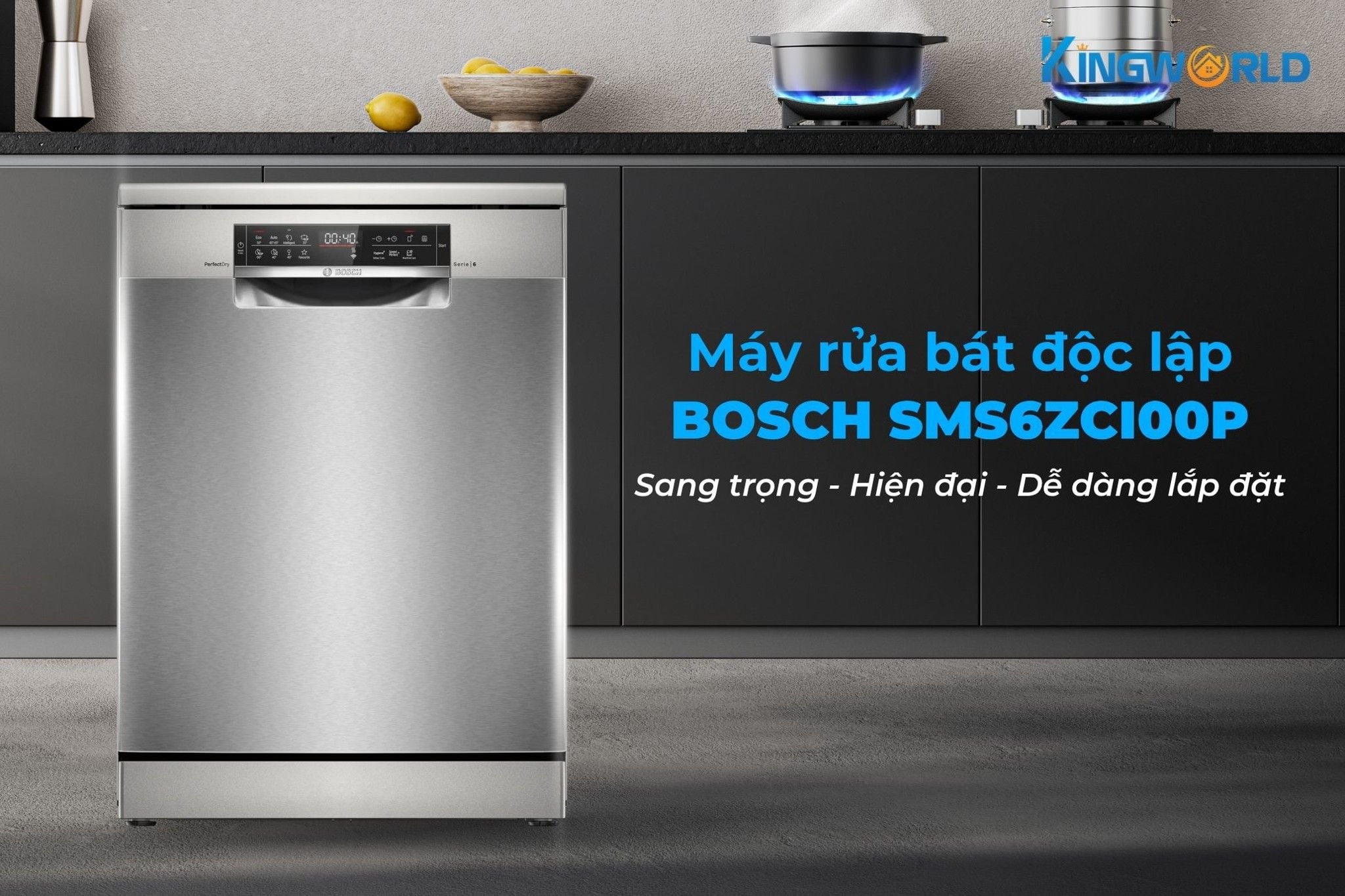 Bosch SMS6ZCI00P thiết kế độc lập dễ dàng lắp đặt