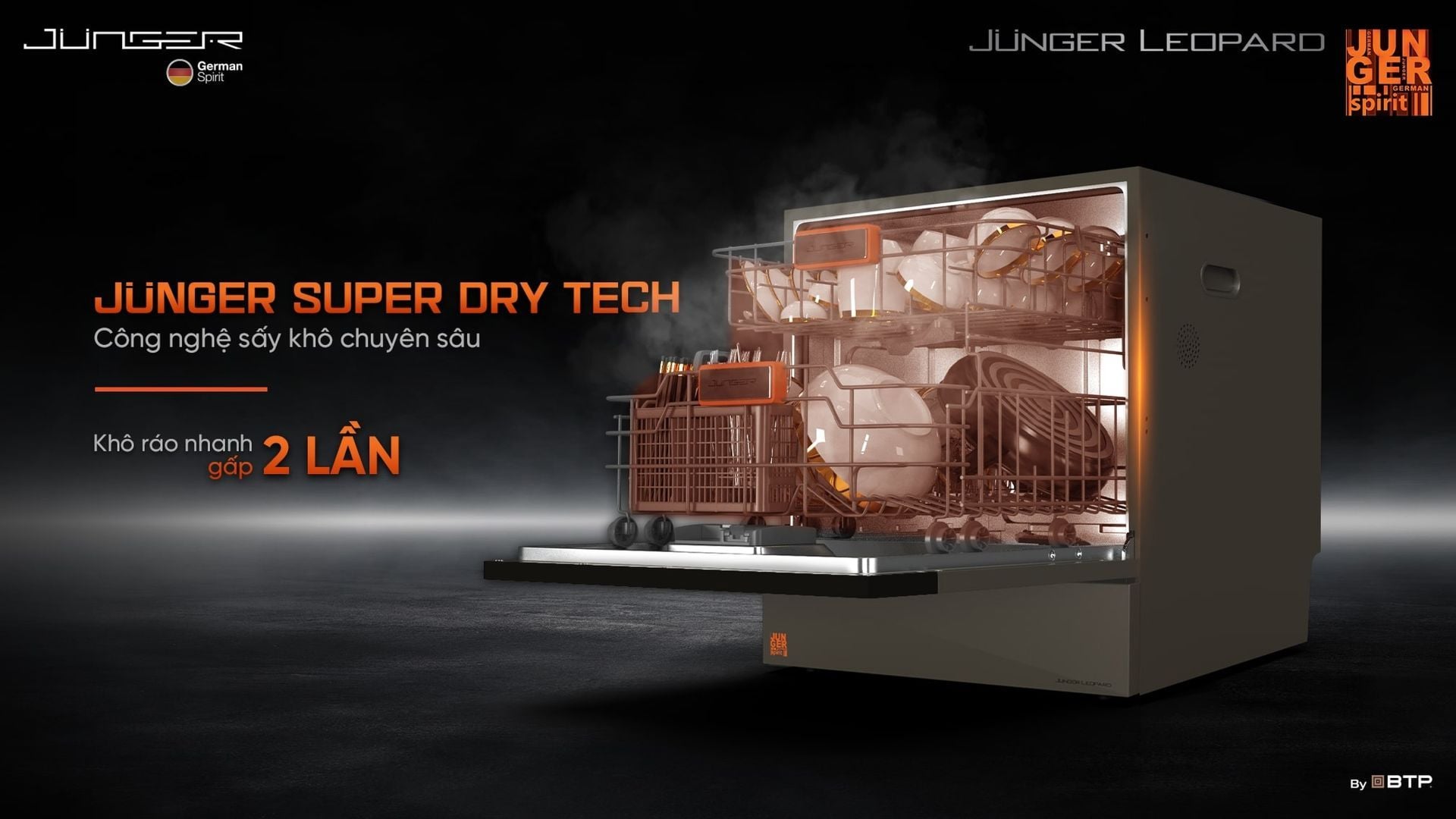 Công nghệ Junger Super Dry Tech giúp làm khô nhanh gấp 2 lần thông thường