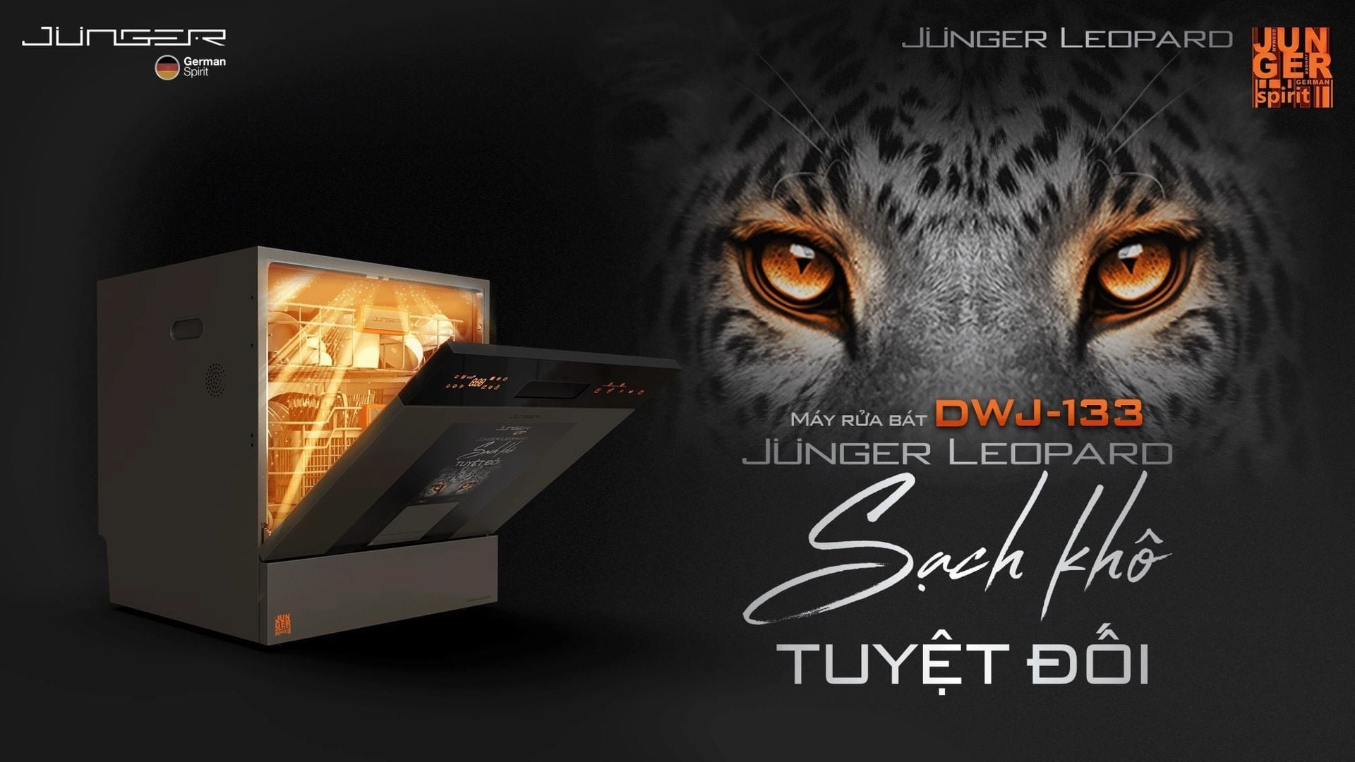 Máy rửa chén Junger Leopard DWJ-133-MS cao cấp thiết kế sang trọng