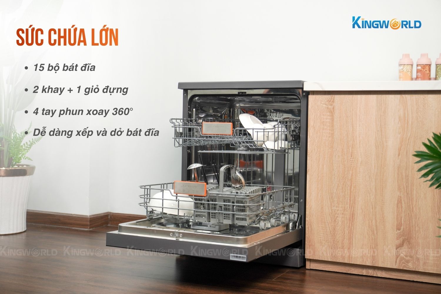 DWJ-143 có dung tích lên tới 15 bộ Châu Âu, phù hợp cho gia đình đông thành viên