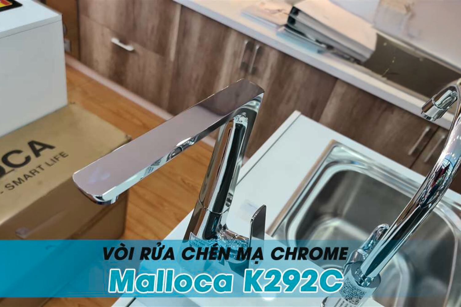 Vòi rửa chén Malloca K292C được chế tác từ chất liệu đồng thau mạ Chrome cao cấp, bền bỉ
