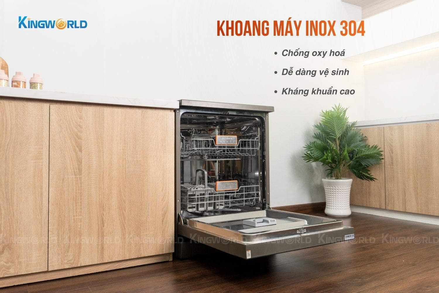 Máy rửa bát Leopard DWJ-163-MS thiết kế khoang máy Inox 304 cao cấp, bền bỉ