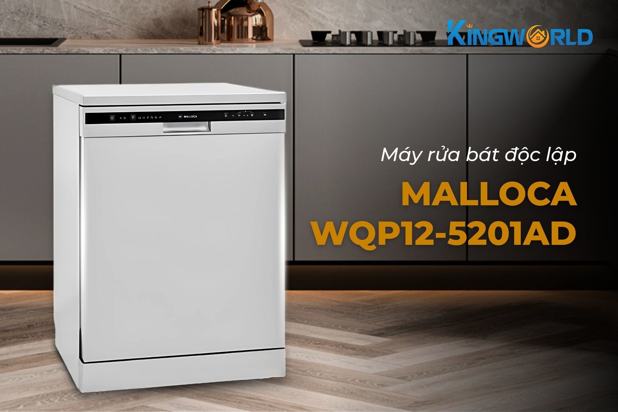 Máy rửa bát Malloca WQP12-5201AD thiết kế độc lập, linh hoạt lắp đặt