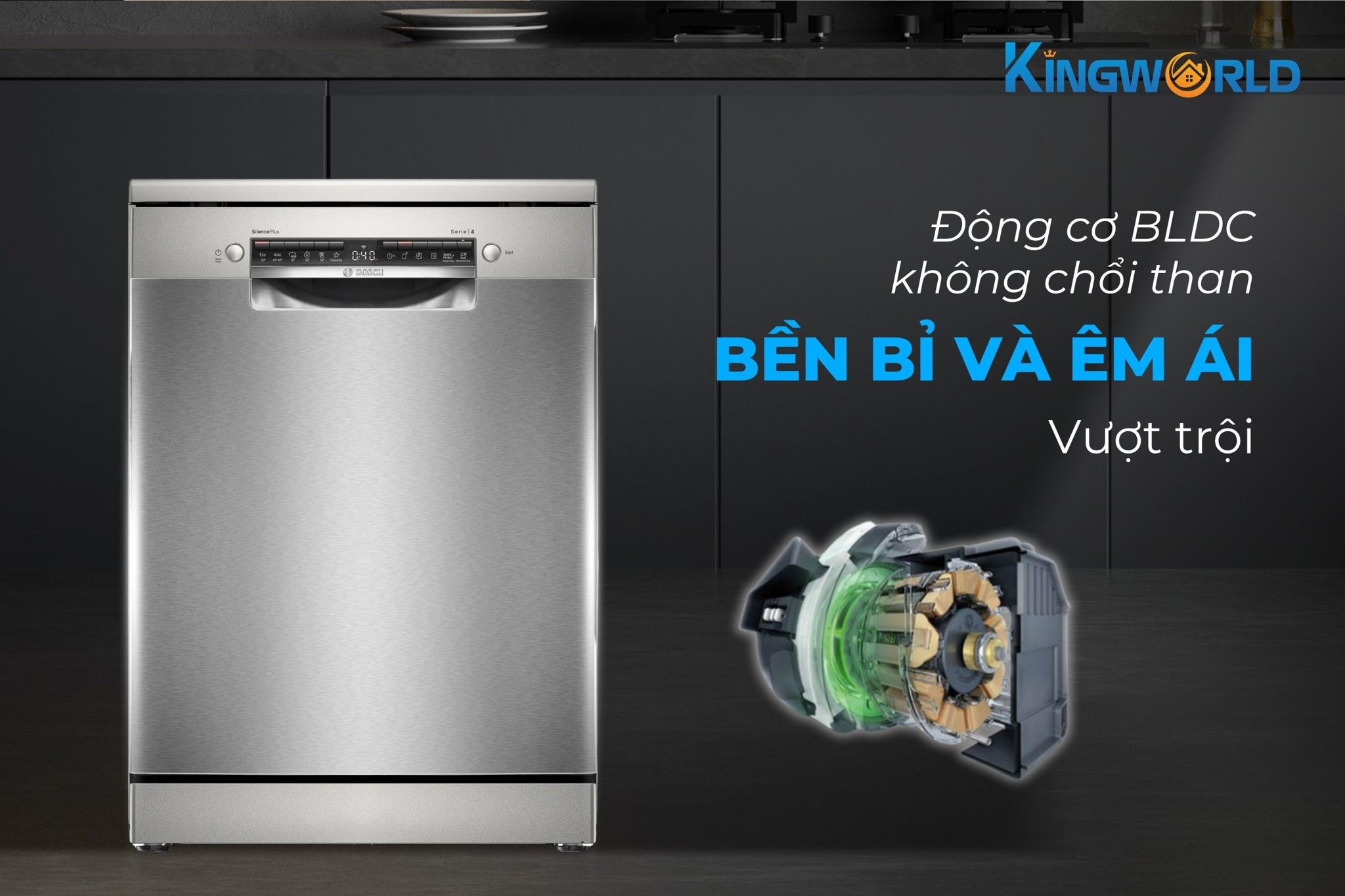 Động cơ không chổi than hoạt động êm ái, không tiếng ồn