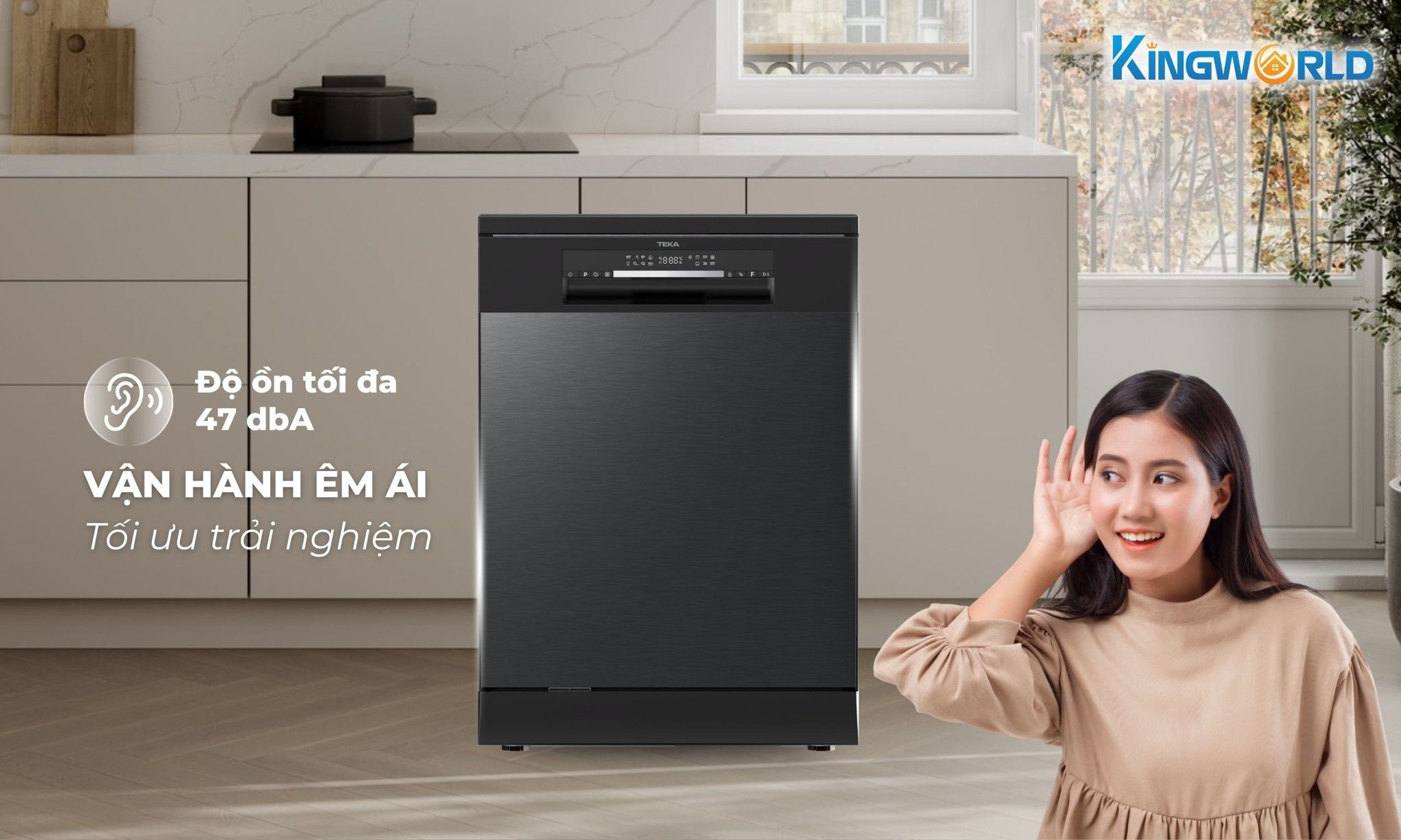 Độ ồn chỉ 47dB tương đương với tiếng thì thầm nhỏ